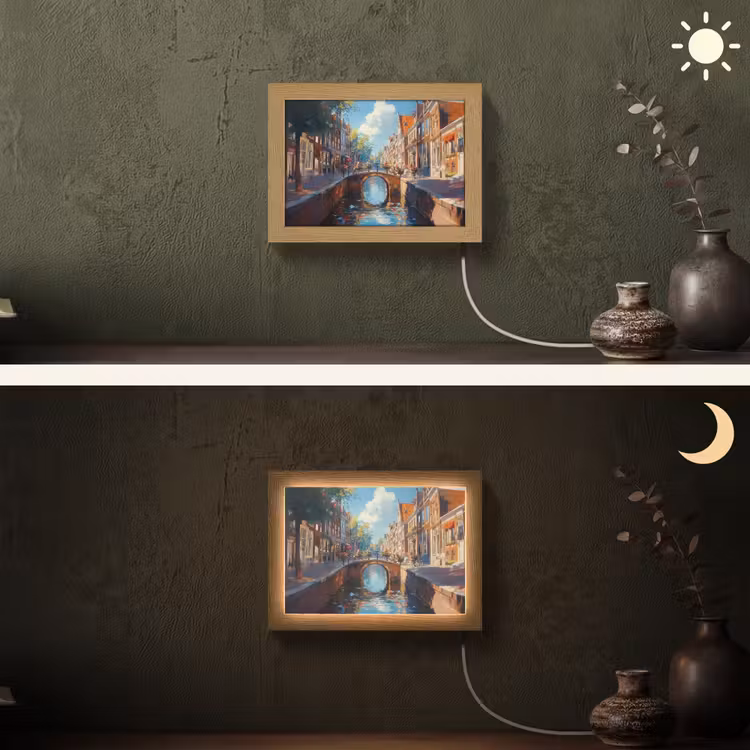 Lightbox - Wandlamp - Stad - Gracht - Zon - Fietsen — 3