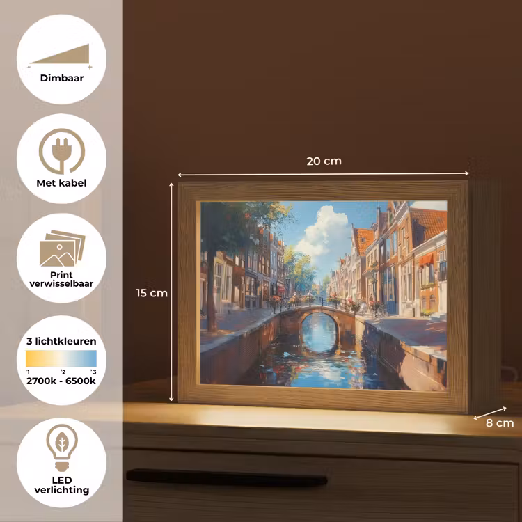Lightbox - Wandlamp - Stad - Gracht - Zon - Fietsen — 9