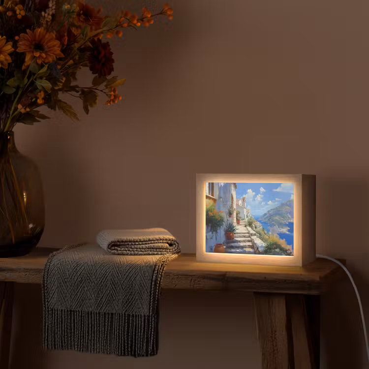 Lightbox - Wandlamp - Trap - Huizen - Berglandschap - Zee — 5