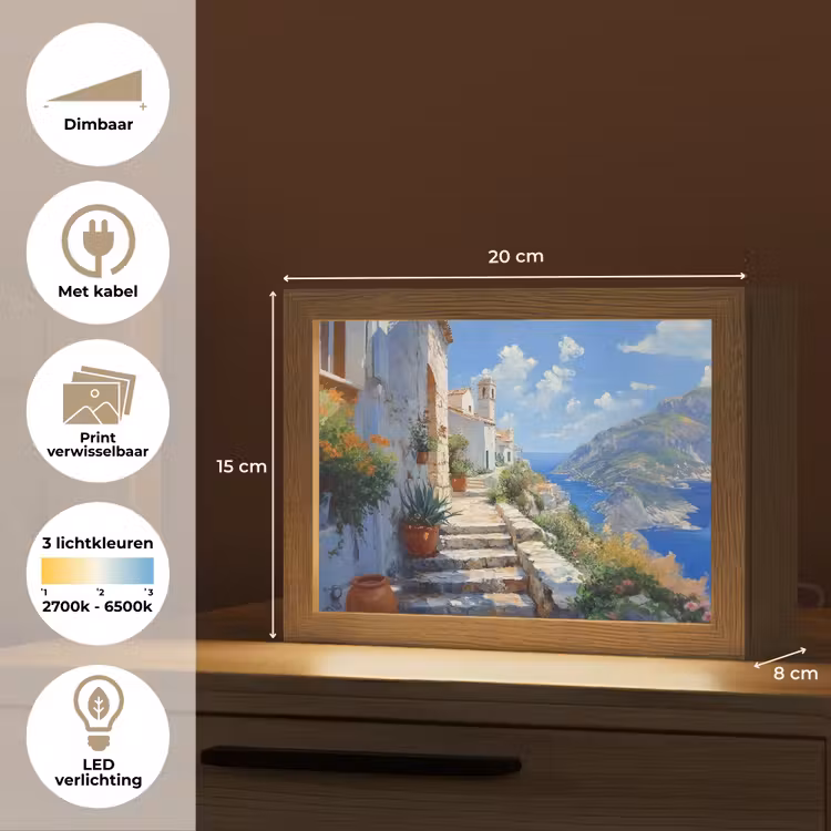 Lightbox - Wandlamp - Trap - Huizen - Berglandschap - Zee — 9