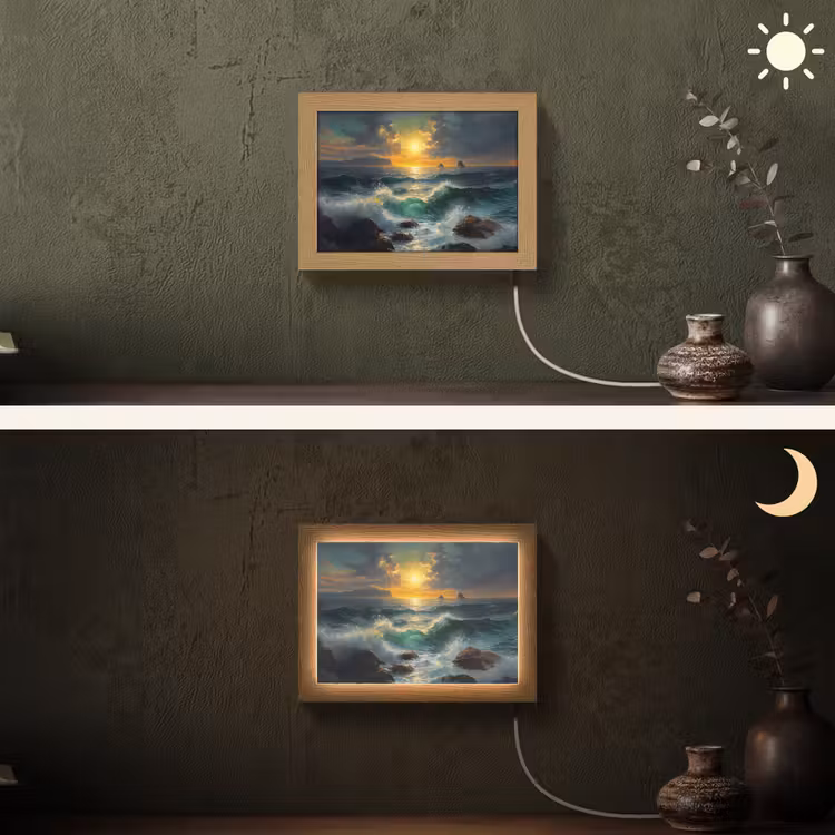 Lightbox - Wandlamp - Zee - Zon - Golven - Rotsen — 3