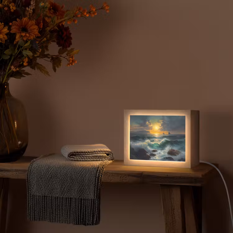 Lightbox - Wandlamp - Zee - Zon - Golven - Rotsen — 5