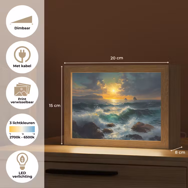 Lightbox - Wandlamp - Zee - Zon - Golven - Rotsen — 9
