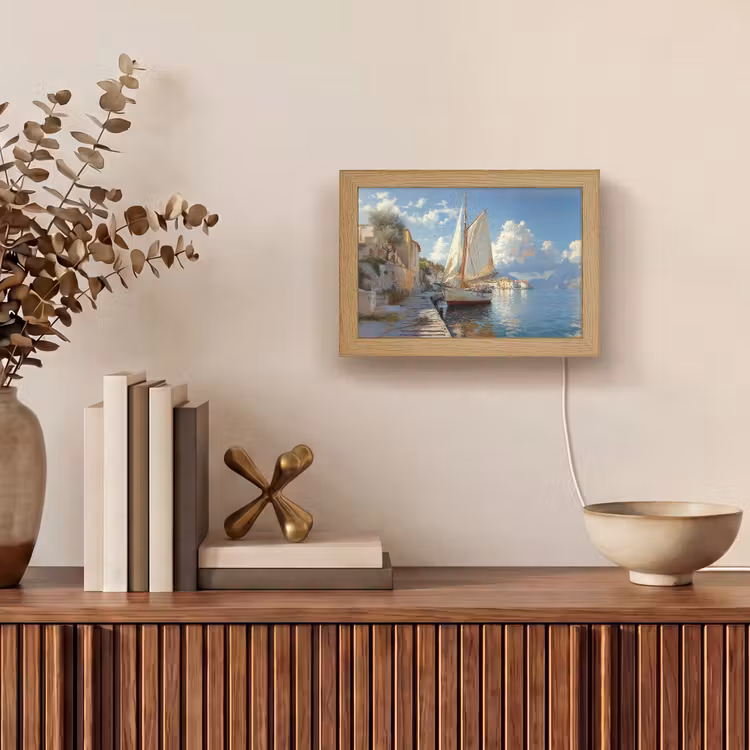 Lightbox - Wandlamp - Zeilschip - Huizen - Kade - Zee — 4