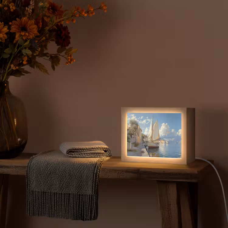 Lightbox - Wandlamp - Zeilschip - Huizen - Kade - Zee — 5