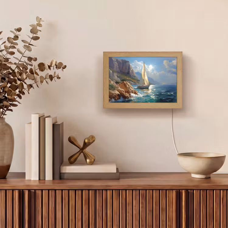 Lightbox - Wandlamp - Zeilschip - Zee - Rotsen - Wolken — 4