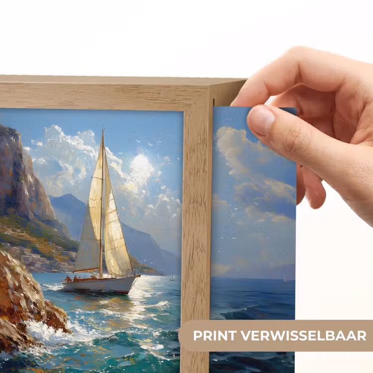 Lightbox - Wandlamp - Zeilschip - Zee - Rotsen - Wolken — 6