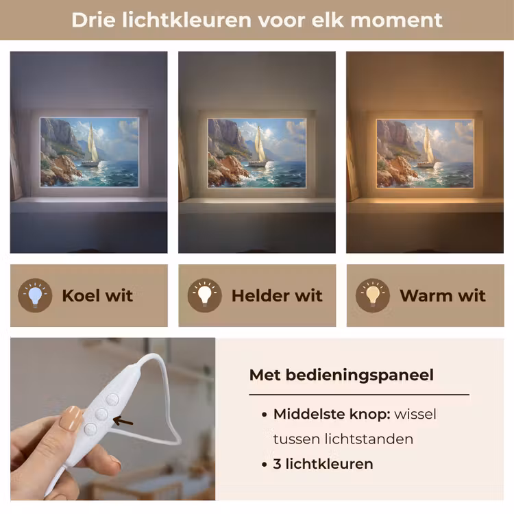Lightbox - Wandlamp - Zeilschip - Zee - Rotsen - Wolken — 7