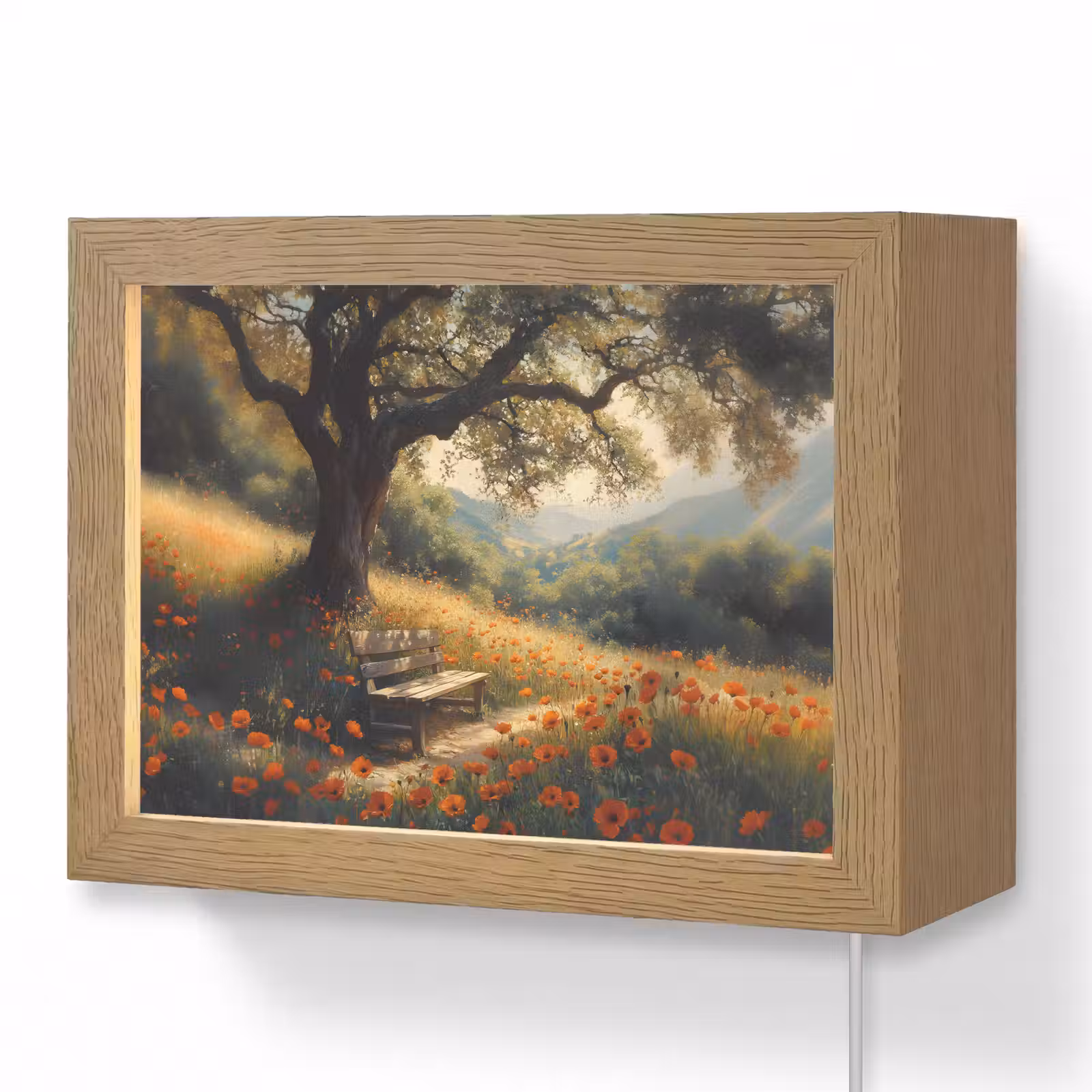 Lightbox - Wandlamp - Bankje - Boom - Klaprozen - Heuvels — 1