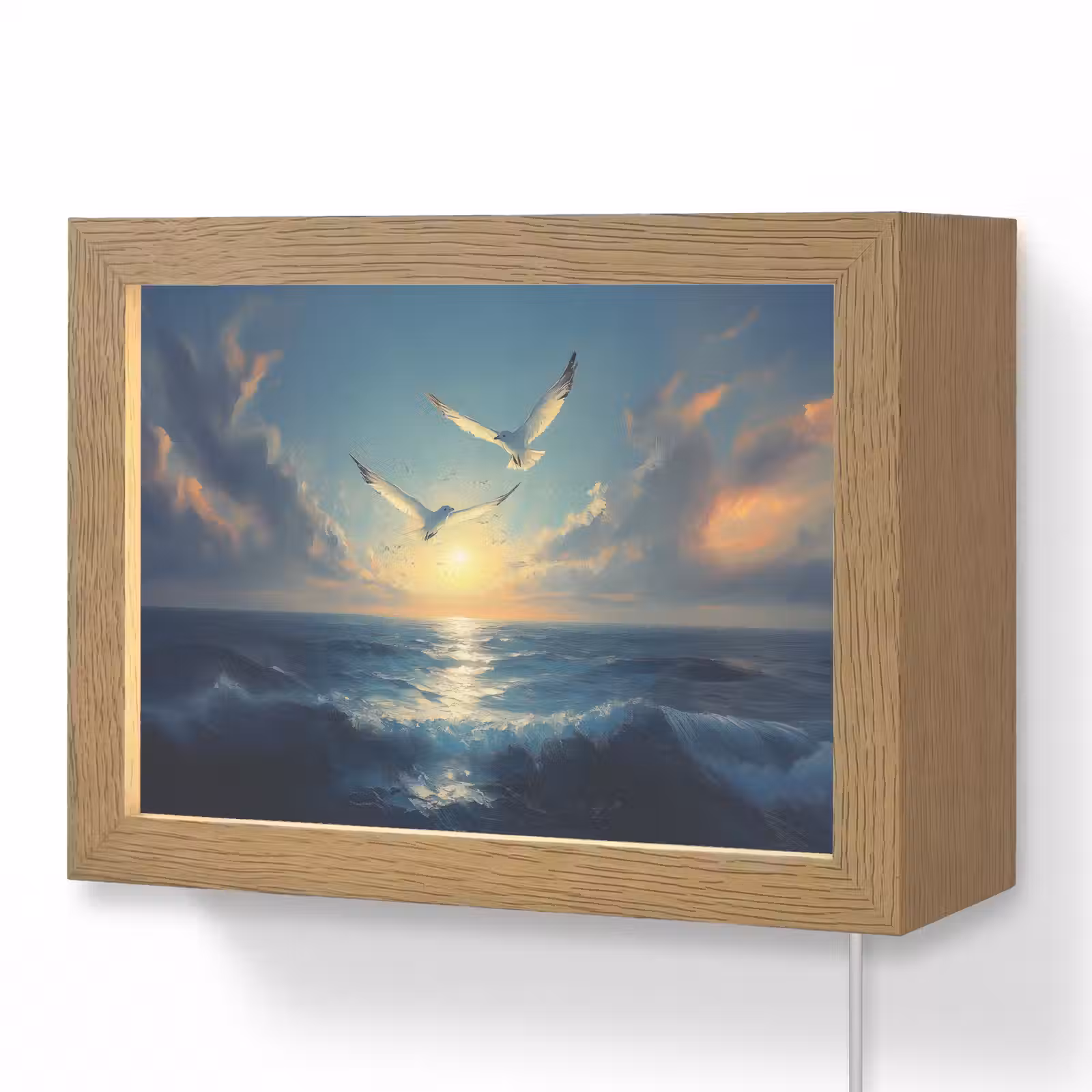 Lightbox - Wandlamp - Meeuwen - Zee - Wolken -Blauw — 1