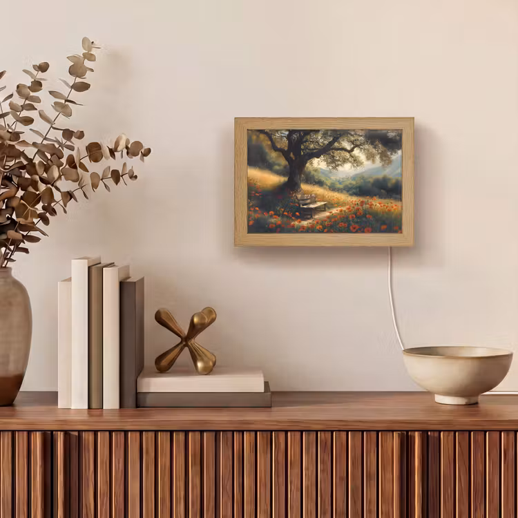 Lightbox - Wandlamp - Bankje - Boom - Klaprozen - Heuvels — 4