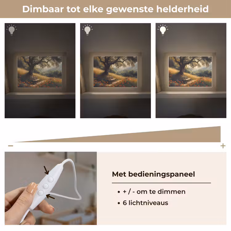 Lightbox - Wandlamp - Bankje - Boom - Klaprozen - Heuvels — 8