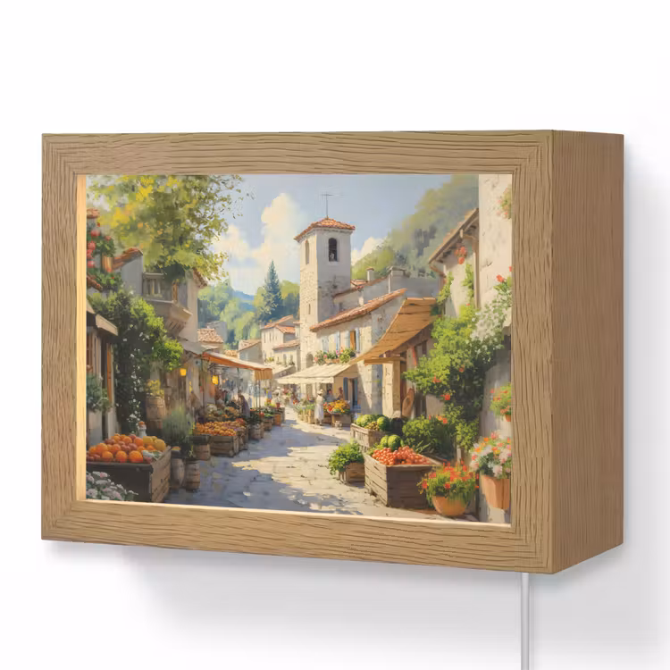 Lightbox - Wandlamp - Dorp - Zon - Kraampjes - Huizen — 1