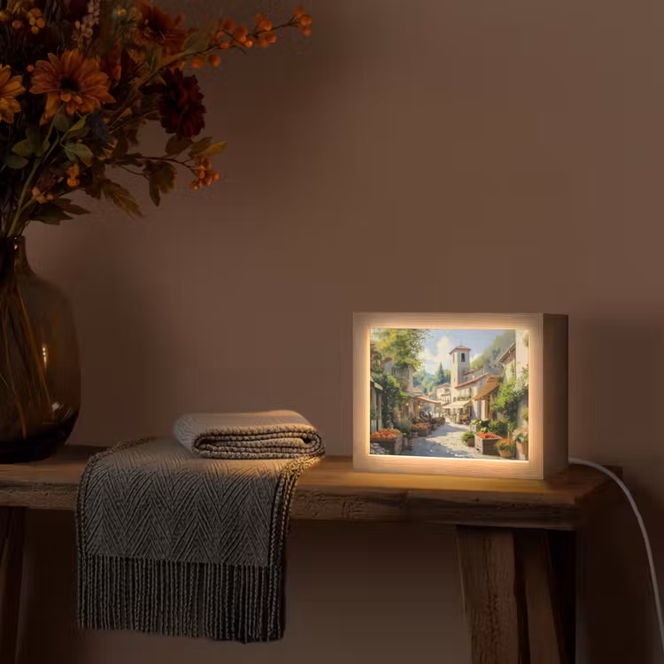 Lightbox - Wandlamp - Dorp - Zon - Kraampjes - Huizen — 5