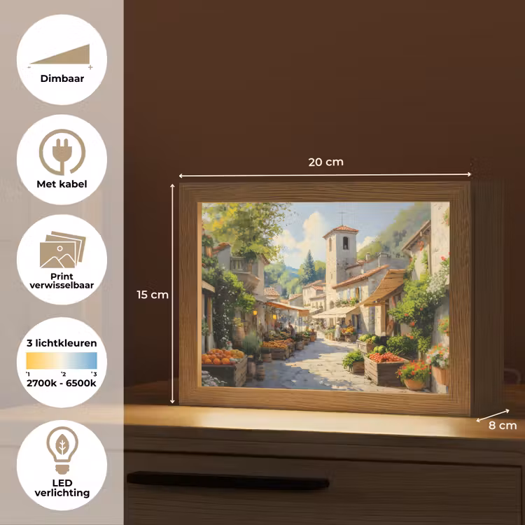 Lightbox - Wandlamp - Dorp - Zon - Kraampjes - Huizen — 9