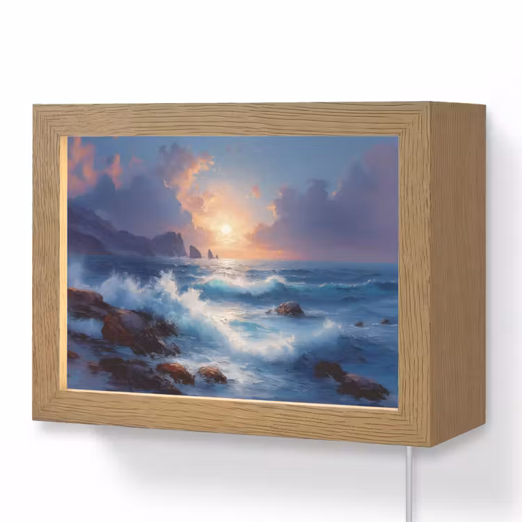 Lightbox - Wandlamp - Golven - Zee - Kleurrijk - Rotsen — 1