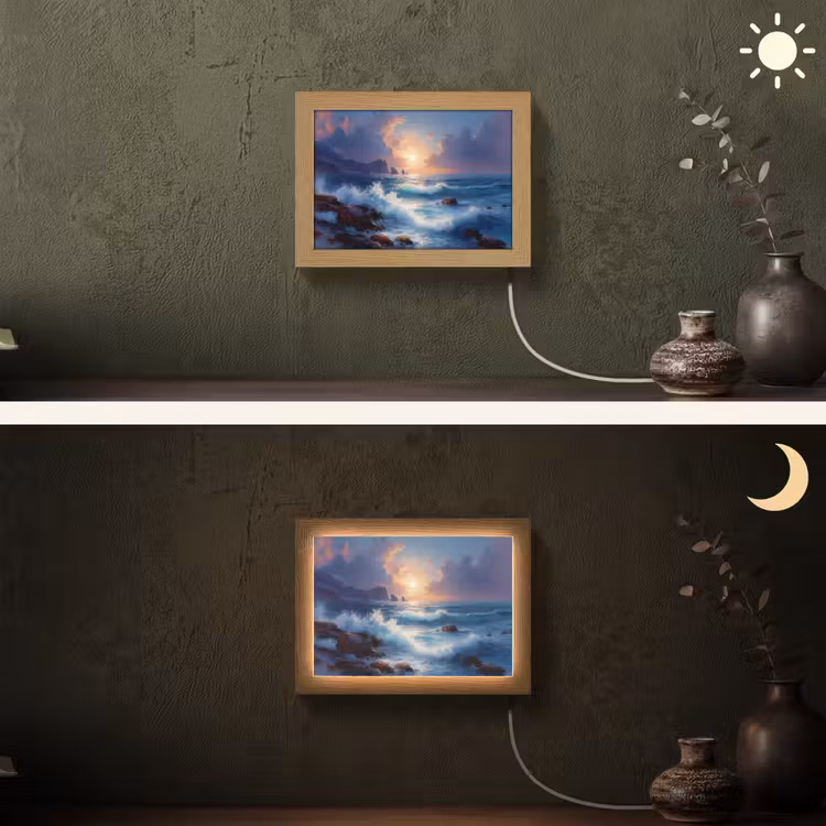 Lightbox - Wandlamp - Golven - Zee - Kleurrijk - Rotsen — 3