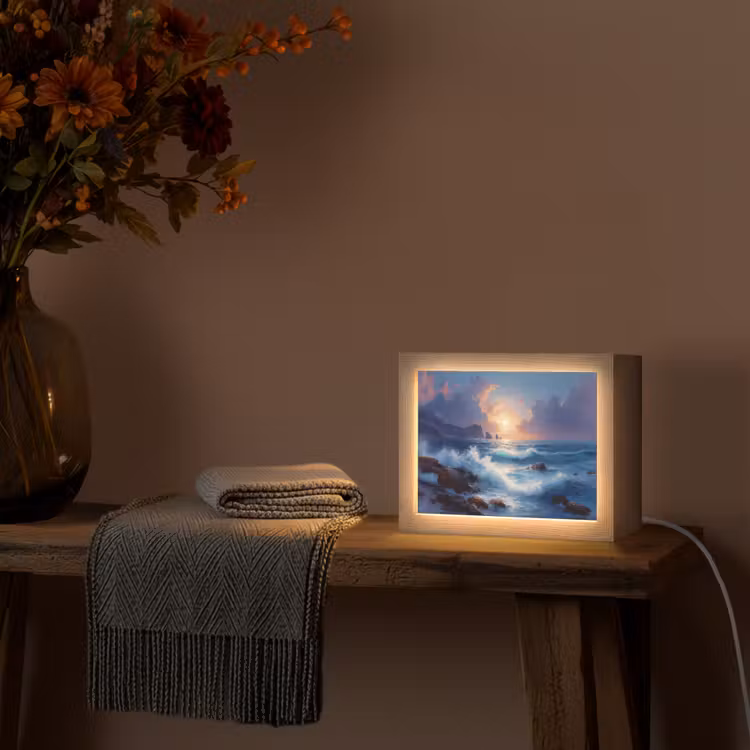 Lightbox - Wandlamp - Golven - Zee - Kleurrijk - Rotsen — 5