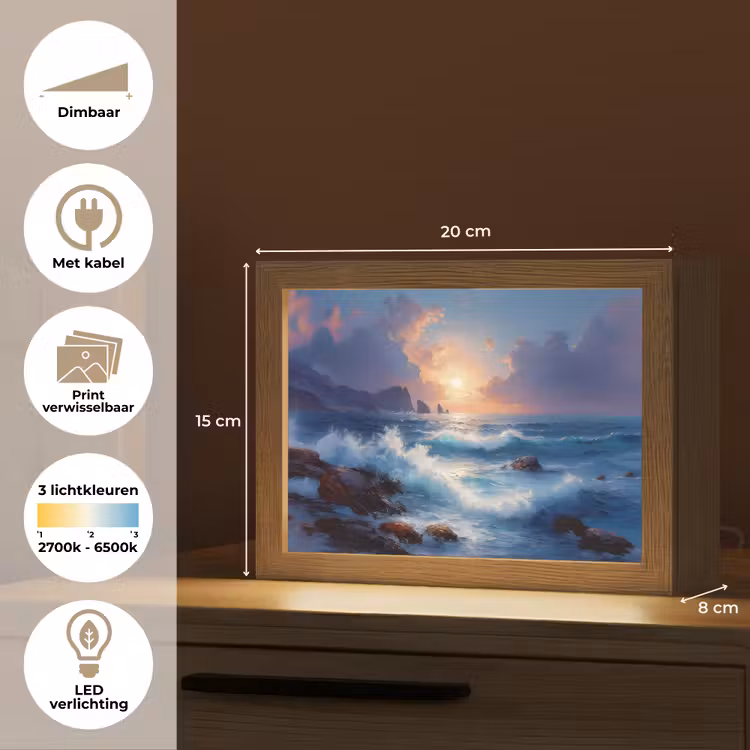 Lightbox - Wandlamp - Golven - Zee - Kleurrijk - Rotsen — 9