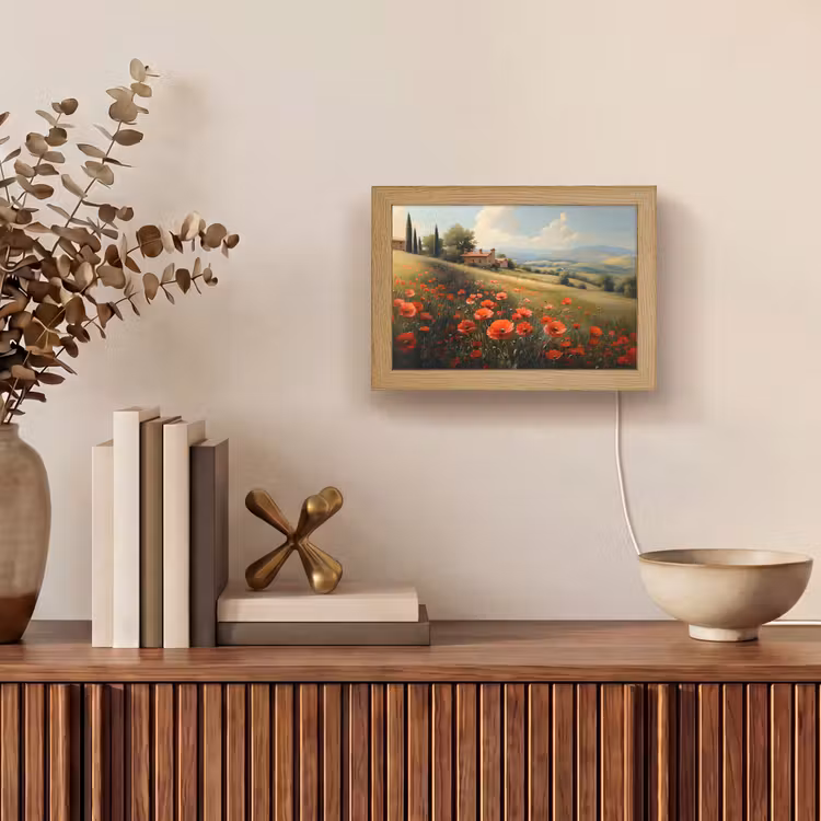 Lightbox - Wandlamp - Klaprozen - Rood - Heuvels - Landschap — 4