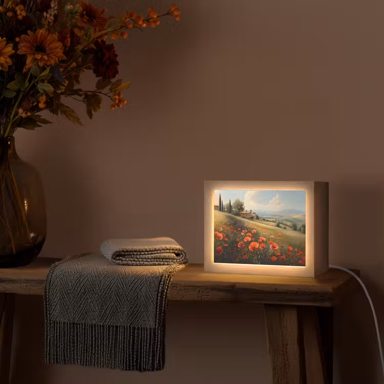 Lightbox - Wandlamp - Klaprozen - Rood - Heuvels - Landschap — 5