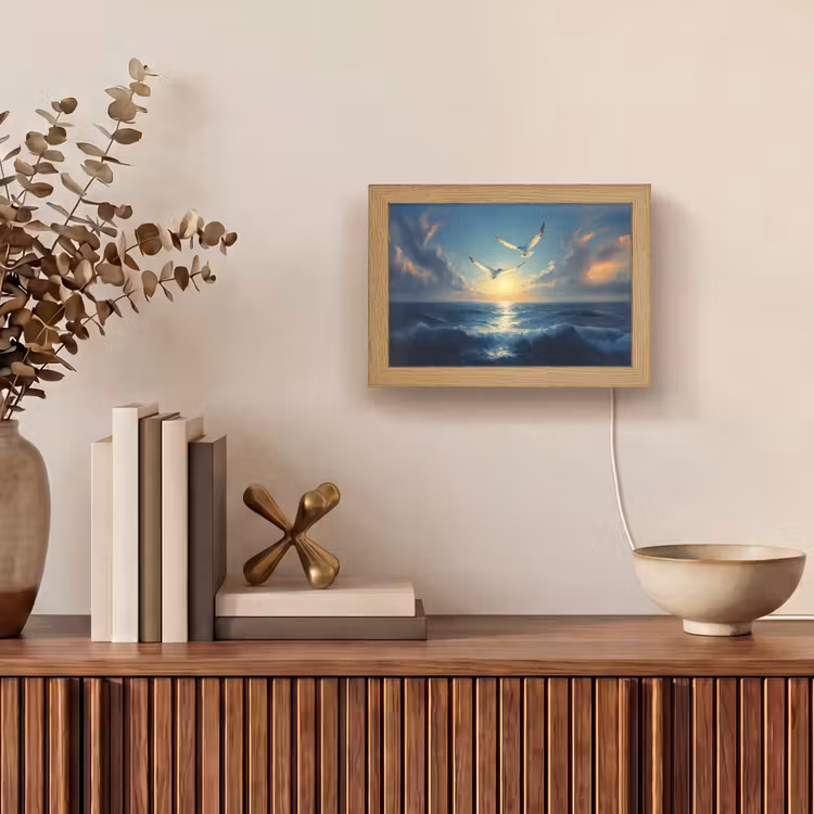 Lightbox - Wandlamp - Meeuwen - Zee - Wolken -Blauw — 4