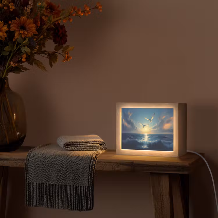 Lightbox - Wandlamp - Meeuwen - Zee - Wolken -Blauw — 5