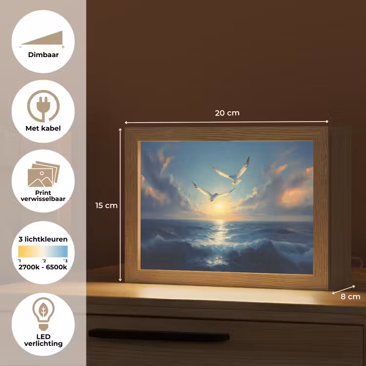 Lightbox - Wandlamp - Meeuwen - Zee - Wolken -Blauw — 9
