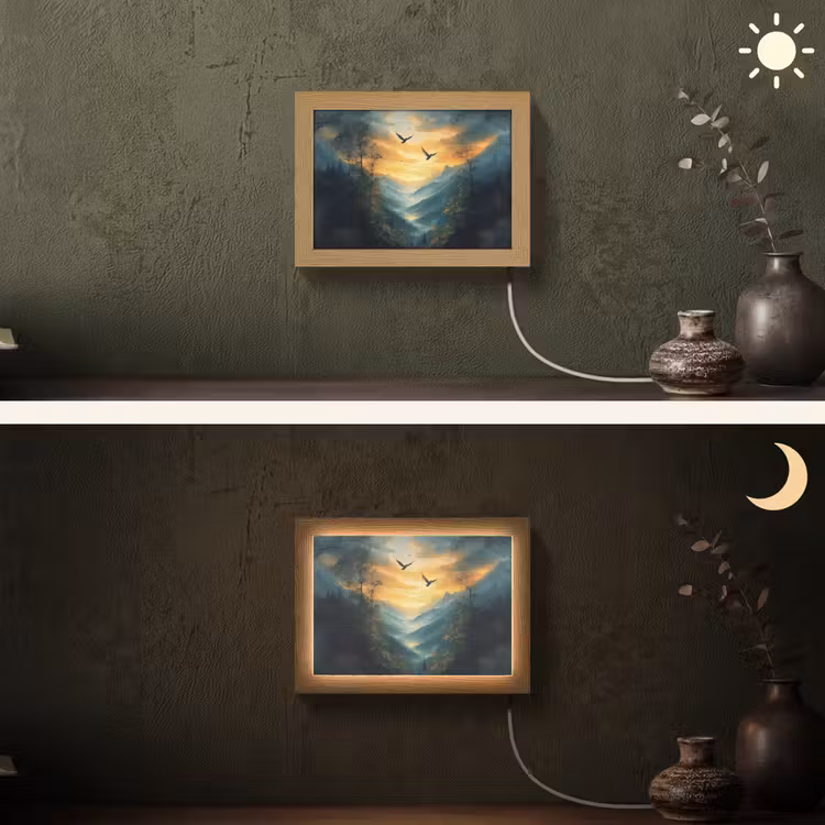 Lightbox - Wandlamp - Vogels - Zon - Bomen - Groen — 3