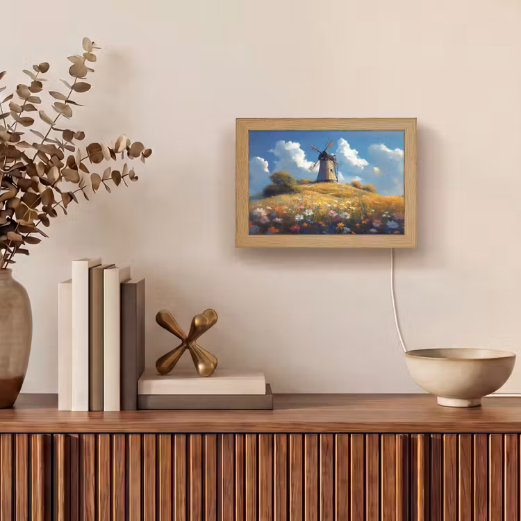 Lightbox - Wandlamp - Windmolen - Heuvel - Bloemen - Kleurrijk — 4