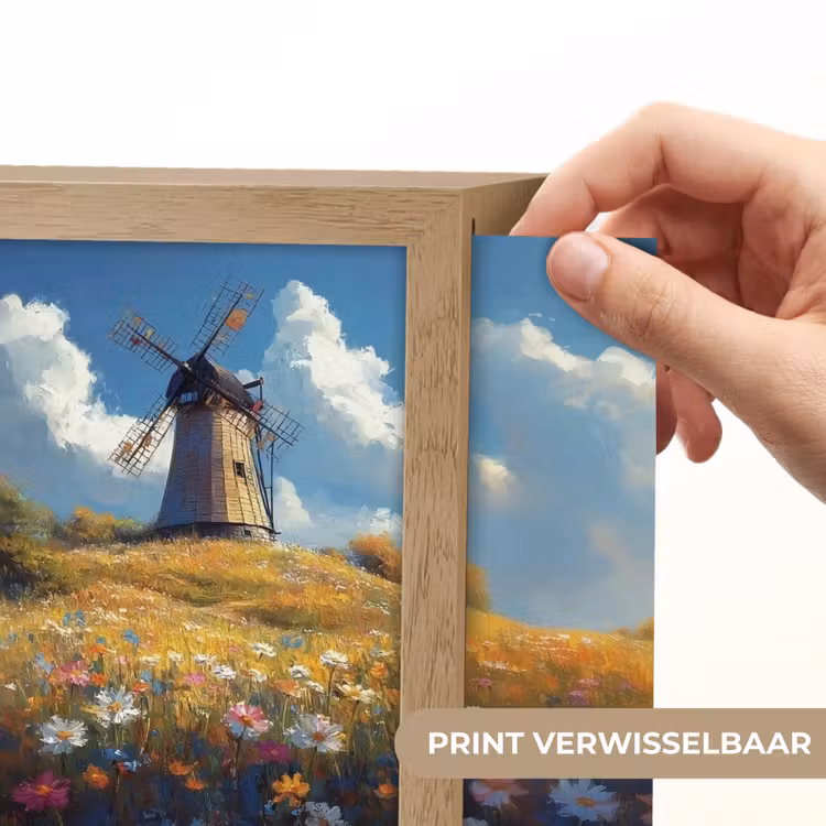 Lightbox - Wandlamp - Windmolen - Heuvel - Bloemen - Kleurrijk — 6