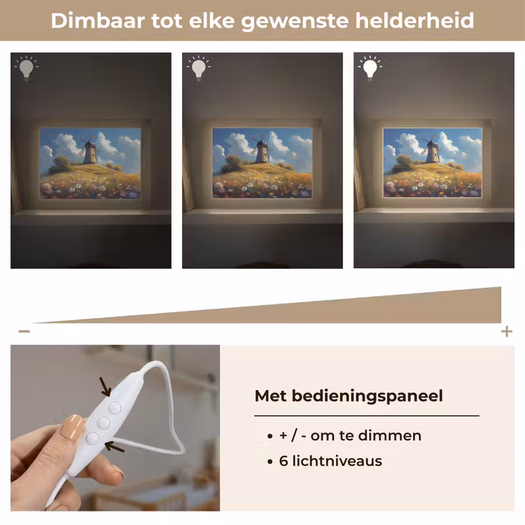 Lightbox - Wandlamp - Windmolen - Heuvel - Bloemen - Kleurrijk — 8