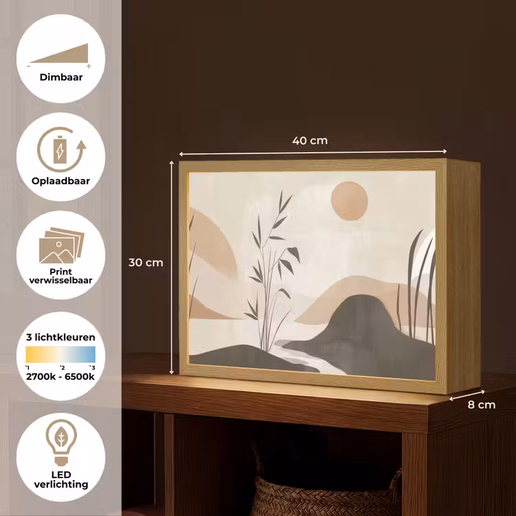 Lightbox - Wandlamp - Japandi - Landschap - Beige — 10