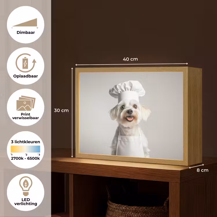 Lightbox - Wandlamp - Hond - Wit - Kok — 10