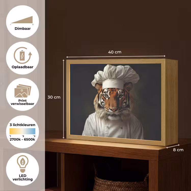 Lightbox - Wandlamp - Tijger - Kokskleding - Bruin — 10