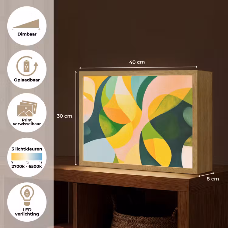 Lightbox - Wandlamp - Abstract - Geel - Roze - Groen — 10