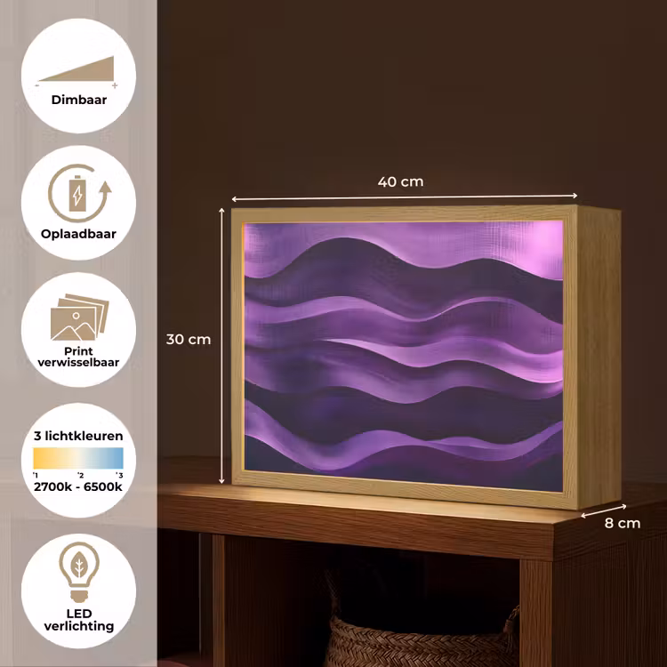 Lightbox - Wandlamp - Golven - Abstract - Paars — 10