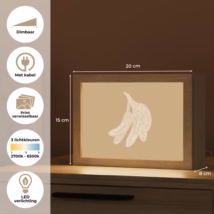 Lightbox - Wandlamp - Bananen - Beige - Lijntekening - Minimalistisch — 9
