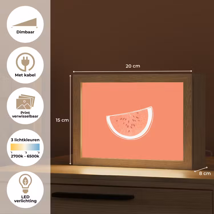 Lightbox - Wandlamp - Watermeloen - Lijnen - Koraalrood — 9