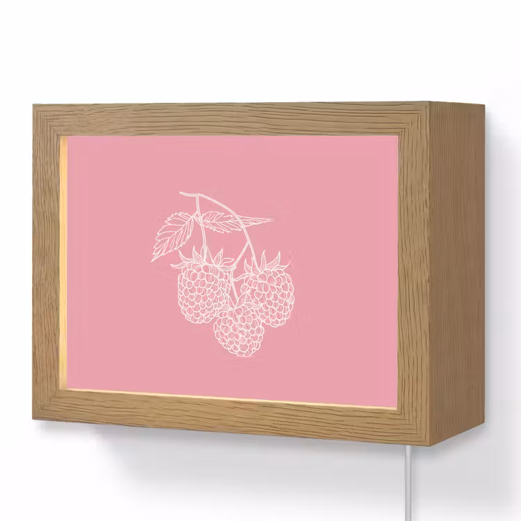 Lightbox - Wandlamp - Frambozen - Steel - Getekend - Roze — 1