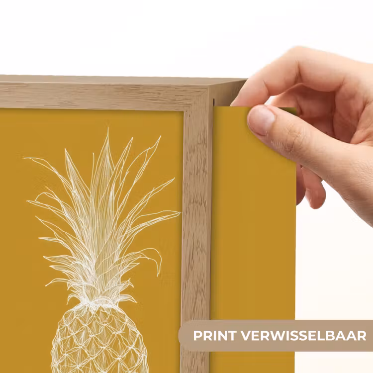 Lightbox - Wandlamp - Lijnillustratie - Ananas - Bladkroon - Okergeel — 6