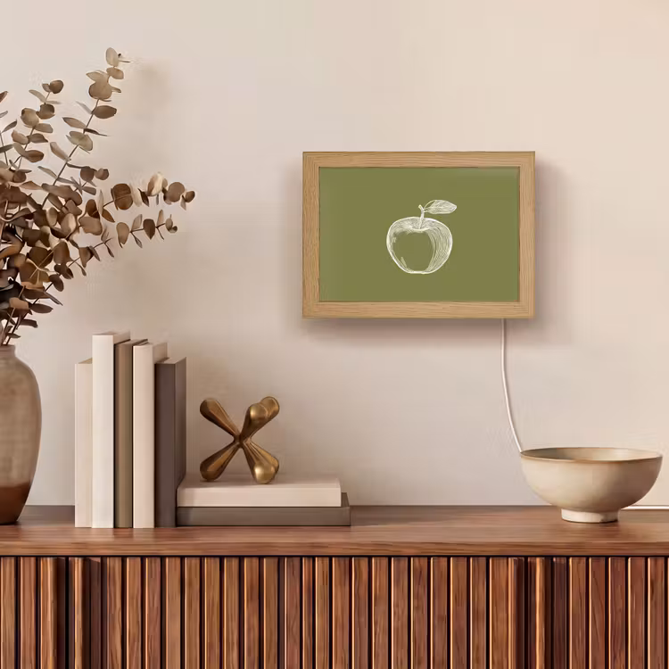 Lightbox - Wandlamp - Lijntekening - Appel - Olijfgroen - Blaadje — 4