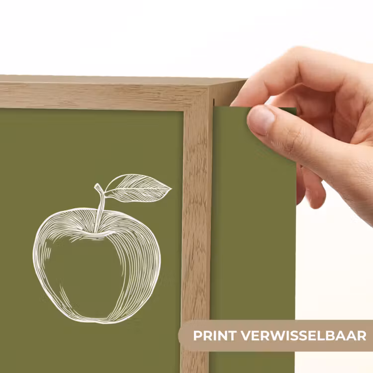 Lightbox - Wandlamp - Lijntekening - Appel - Olijfgroen - Blaadje — 6