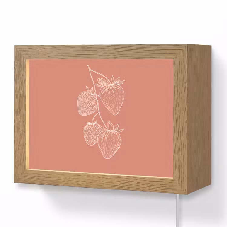 Lightbox - Wandlamp - Minimalistisch - Illustratie - Aardbei - Tak — 1