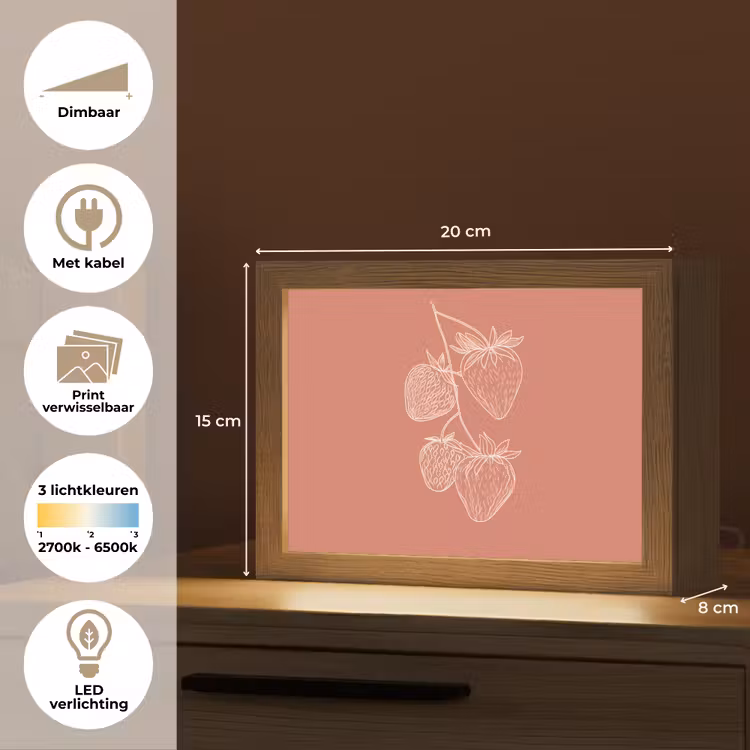 Lightbox - Wandlamp - Minimalistisch - Illustratie - Aardbei - Tak — 9