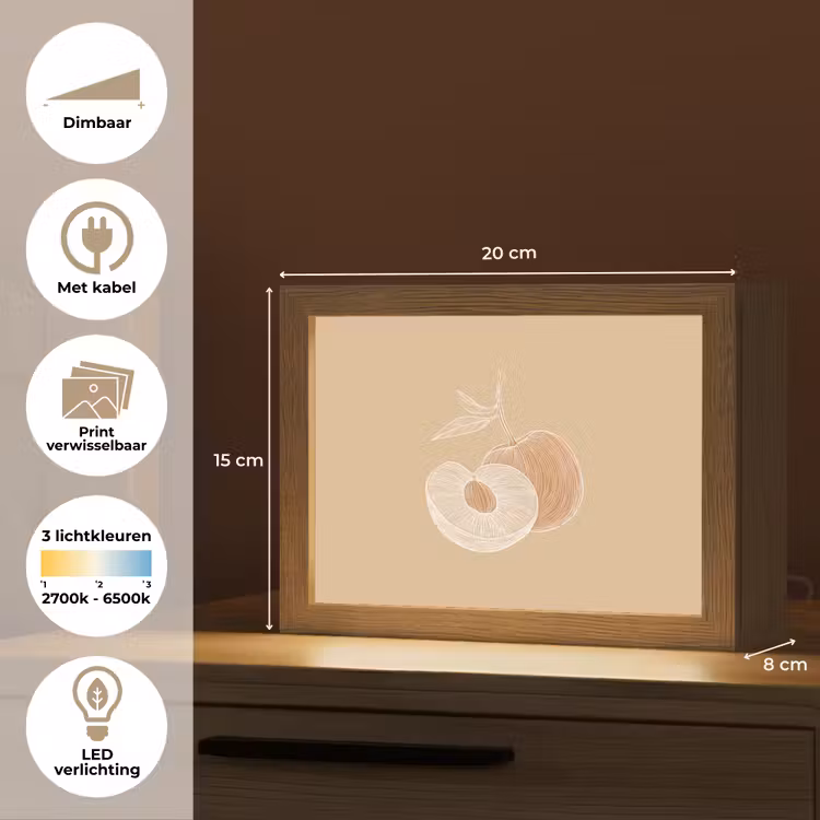 Lightbox - Wandlamp - Perzik - Lijntekening - Pit - Beige — 9