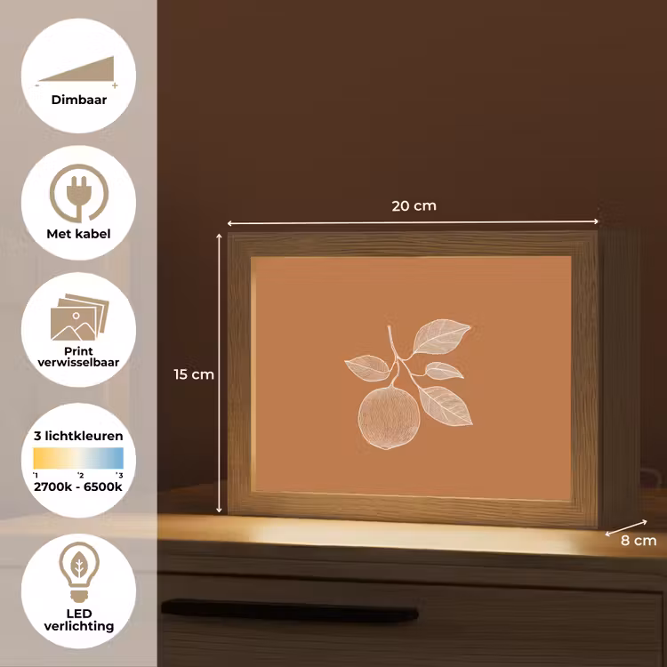 Lightbox - Wandlamp - Sinaasappel - Getekend - Bladeren - Bruin — 9