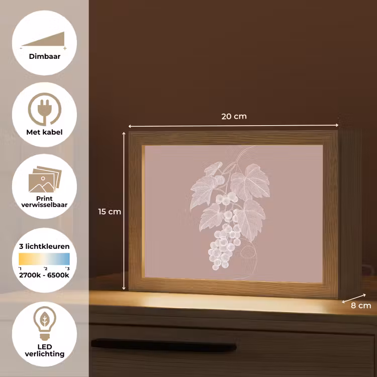Lightbox - Wandlamp - Tros - Druiven - Illustratie - Bladeren — 9