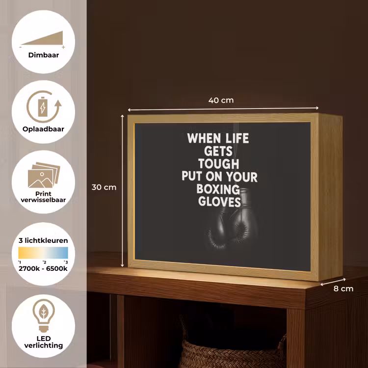 Lightbox - Wandlamp - Tekst - Bokshandschoenen - Wit — 10