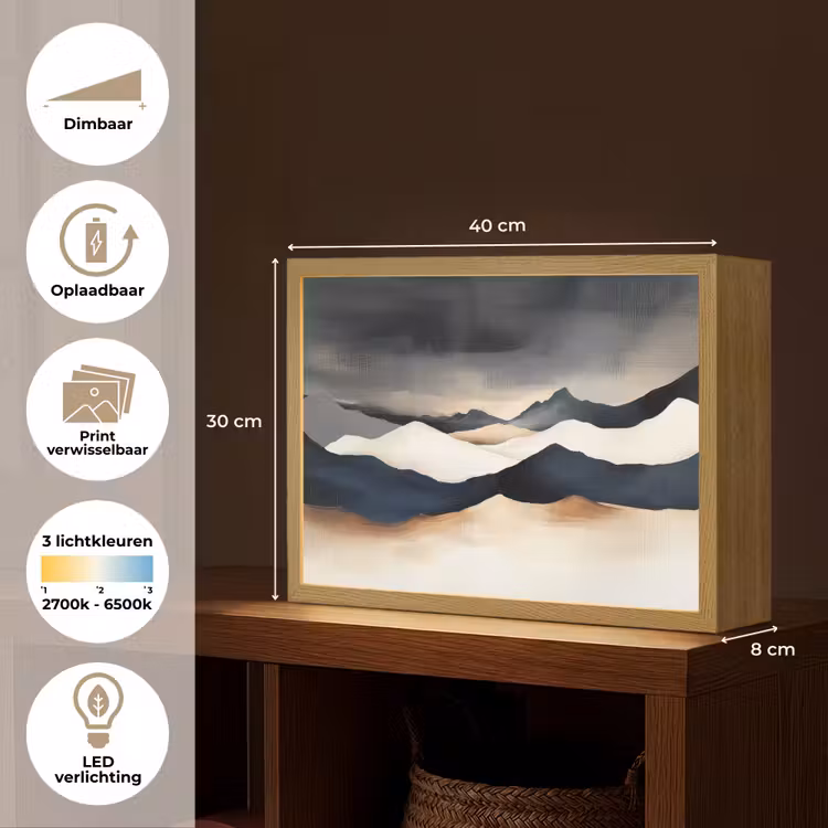 Lightbox - Wandlamp - Bergen - Donkerblauw - Landschap — 10